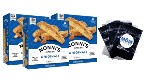 Originali Biscotti Almond Cookie Individually Wrapped & Ready to Eat, 3 Packs, 5.52 oz 8 count per pack, plus 3 My Outlet Mall Resealable Storage Pouches