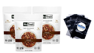 Cacao No Sugar Added Gluten Free Grain Free Keto Low Carb Healthy Breakfast Cereal, 3 Packs, 11 oz per pack, plus 3 My Outlet Mall Resealable Storage Pouches