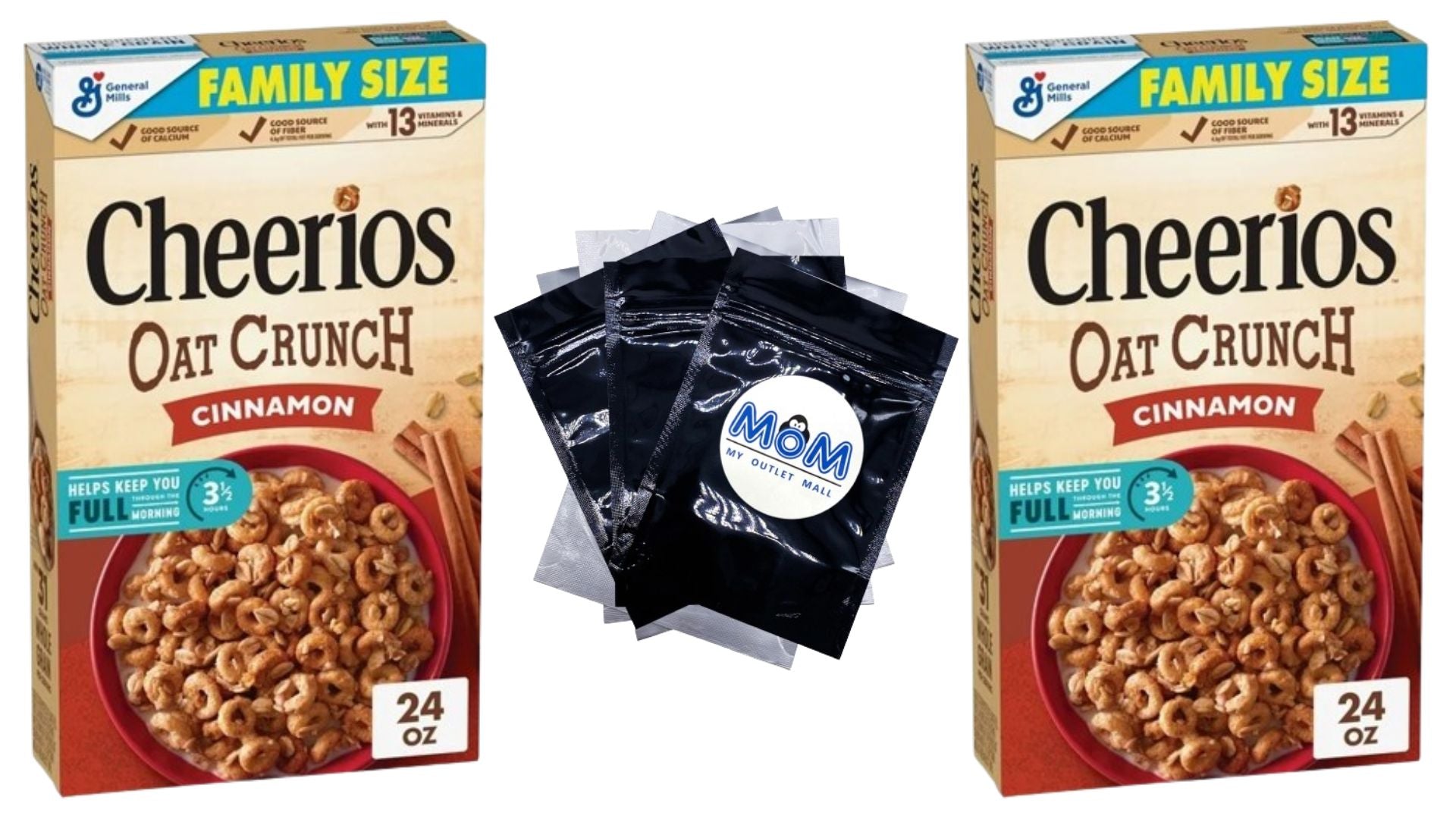 Oat Crunch Cinnamon Oat Breakfast Cereal, Family Size, 2 Packs, 24 oz per pack, plus 3 My Outlet Mall Resealable Storage Pouches