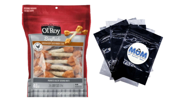 Beefhide Coated Munchy Sticks, Chicken Recipe, Dry Training Treats for Dog - 1 pack - 16.9 oz - plus 3 My Outlet Mall Resealable Storage Pouches