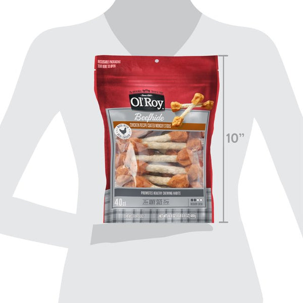 Beefhide Coated Munchy Sticks, Chicken Recipe, Dry Training Treats for Dog - 2 packs - 16.9 oz - plus 3 My Outlet Mall Resealable Storage Pouches