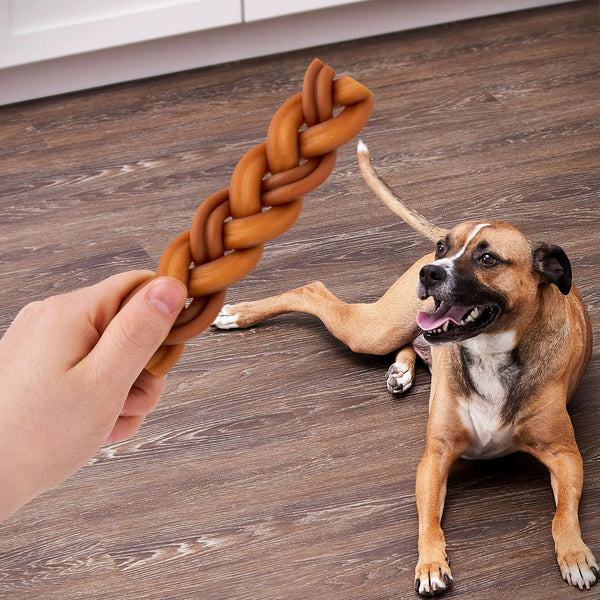 Braided Bully Stick for Dogs, 3 pack, 9.17 oz per pack, plus 3 My Outlet Mall Resealable Storage Pouches