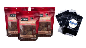 Natural Jumbo Pig Ear Chews for Dogs, 3 pack, 12 oz per pack, plus 3 My Outlet Mall Resealable Storage Pouches