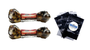 Natural Pork Femur Chew for Dogs, 2 pack, 9.28 oz (1 count) per pack, plus 3 My Outlet Mall Resealable Storage Pouches