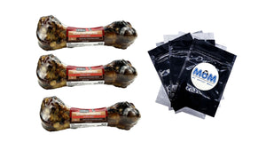 Natural Pork Femur Chew for Dogs, 3 pack, 9.28 oz (1 count) per pack, plus 3 My Outlet Mall Resealable Storage Pouches