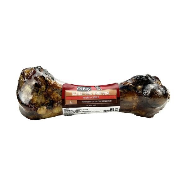 Natural Pork Femur Chew for Dogs, 3 pack, 9.28 oz (1 count) per pack, plus 3 My Outlet Mall Resealable Storage Pouches