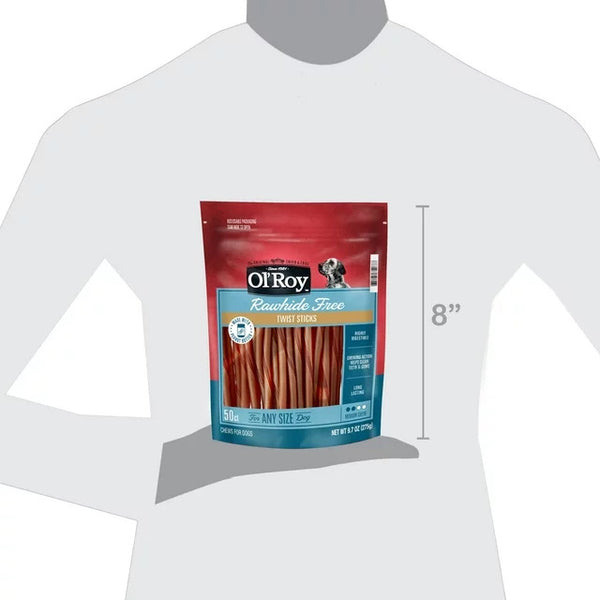 Rawhide Free Peanut Butter Twist Sticks for Dogs - 1 pack - 50 Count - plus 3 My Outlet Mall Resealable Storage Pouches