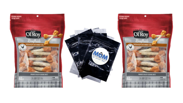 Beefhide Coated Munchy Sticks, Chicken Recipe, Dry Training Treats for Dog - 2 packs - 16.9 oz - plus 3 My Outlet Mall Resealable Storage Pouches