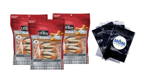 Beefhide Coated Munchy Sticks, Chicken Recipe, Dry Training Treats for Dog - 3 packs - 16.9 oz - plus 3 My Outlet Mall Resealable Storage Pouches