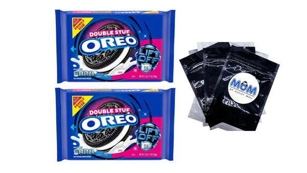 Double Stuf Chocolate Sandwich Cookies, Family Size - 2 packs - 18.71 oz per pack - plus 3 My Outlet Mall Resealable Storage Pouches