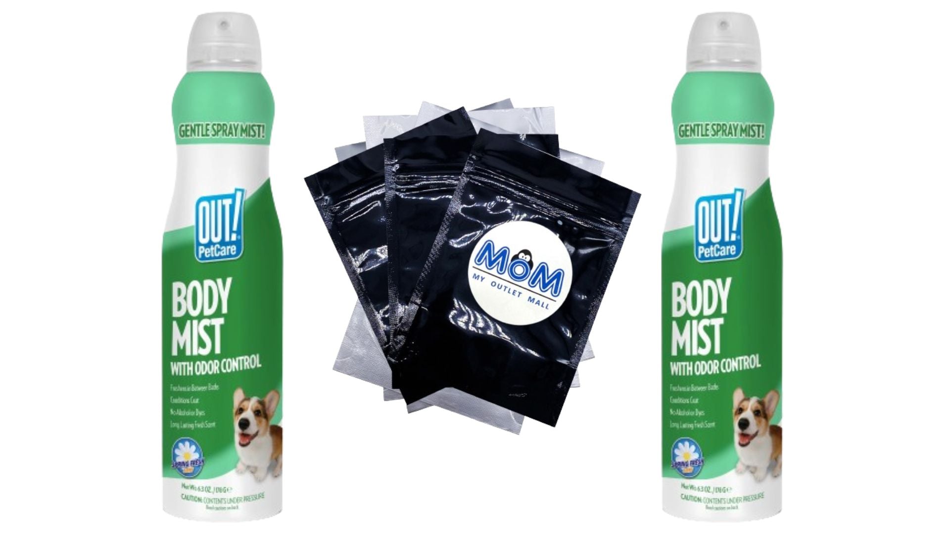 Petcare Dog Cologne Body Mist with Odor Control Spray, Spring Fresh Scent - 2 packs - 6.3 oz - plus 3 My Outlet Mall Resealable Storage Pouches