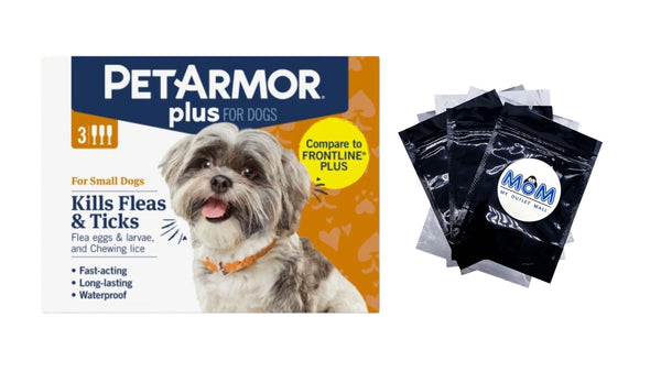Flea & Tick Prevention for Small Dogs 5-22 lbs 3-Month Supply, 1 pack, 3 Count, plus 3 My Outlet Mall Resealable Storage Pouches