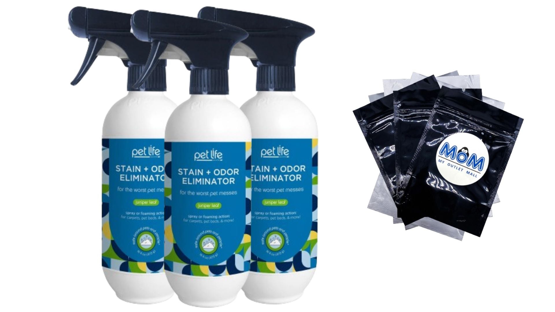 Unlimited Stain & Odor Eliminator Juniper Leaf - 3 Packs - 16oz per pack - plus 3 My Outlet Mall Resealable Storage Pouches