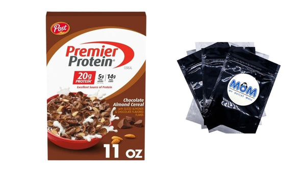 Chocolate Almond Cereal, Chocolatey Protein Cereal, 1 Pack, 11 oz per pack, plus 3 My Outlet Mall Resealable Storage Pouches