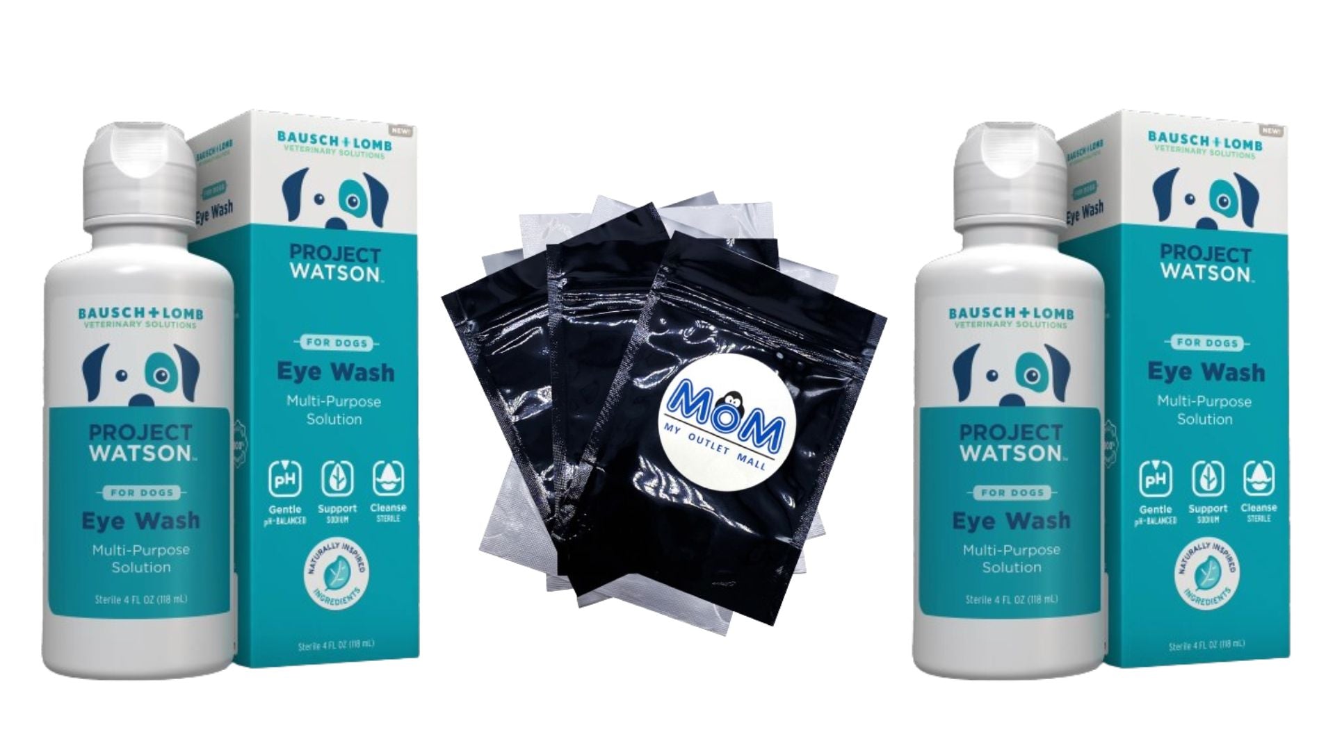 Eye Wash for Dogs Help Remove Tear Stains & Support Eye Health - 2 Packs - 4oz per pack - plus 3 My Outlet Mall Resealable Storage Pouches