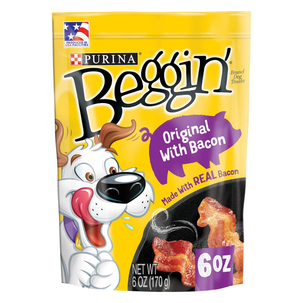 Original with Bacon Treats for Dogs, 3 pack, 6 oz Pouch per pack, plus 3 My Outlet Mall Resealable Storage Pouches