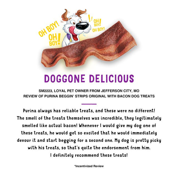 Original with Bacon Treats for Dogs, 2 pack, 6 oz Pouch per pack, plus 3 My Outlet Mall Resealable Storage Pouches