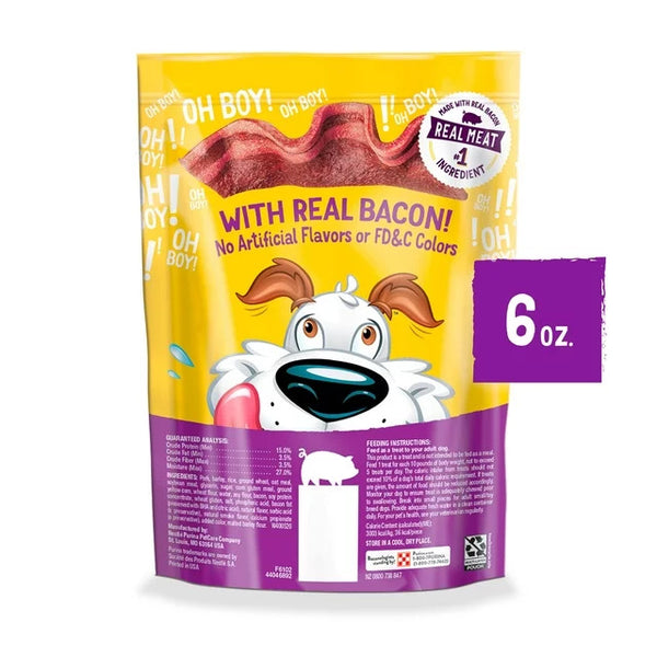 Original with Bacon Treats for Dogs, 3 pack, 6 oz Pouch per pack, plus 3 My Outlet Mall Resealable Storage Pouches