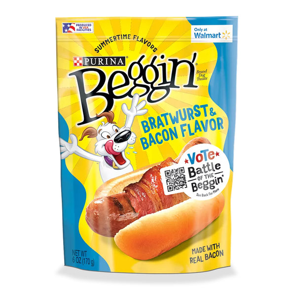 Bratwurst and Bacon Flavor Dog Snacks, 3 pack, 6 oz per pack, plus 3 My Outlet Mall Resealable Storage Pouches