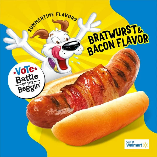 Bratwurst and Bacon Flavor Dog Snacks, 3 pack, 6 oz per pack, plus 3 My Outlet Mall Resealable Storage Pouches