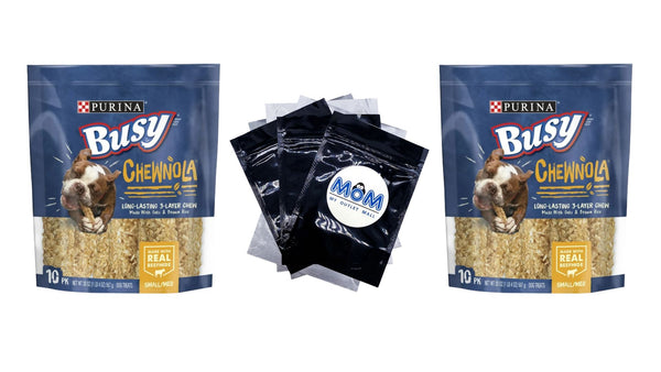 Busy Rawhide Chewnola Oats & Brown Rice Treat for Dogs, 2 pack, 20 oz per pack, plus 3 My Outlet Mall Resealable Storage Pouches