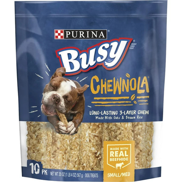 Busy Rawhide Chewnola Oats & Brown Rice Treat for Dogs, 2 pack, 20 oz per pack, plus 3 My Outlet Mall Resealable Storage Pouches