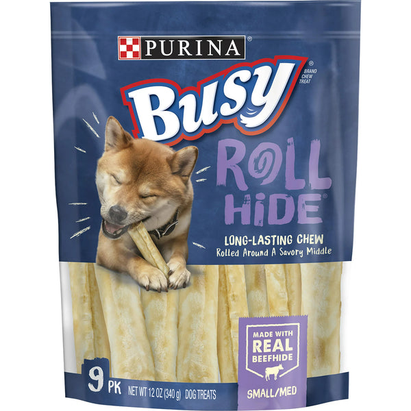 Busy Rollhide Long Lasting Chews for Dogs - 2 packs - 12 oz - plus 3 My Outlet Mall Resealable Storage Pouches