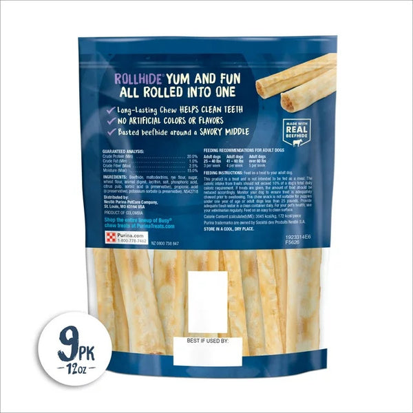 Busy Rollhide Long Lasting Chews for Dogs - 2 packs - 12 oz - plus 3 My Outlet Mall Resealable Storage Pouches