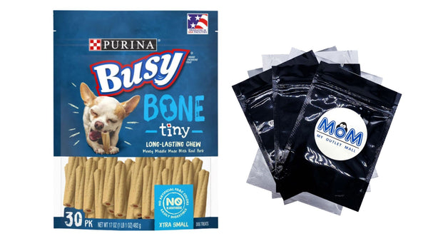 Busy Tiny Real Bacon Long Lasting Chew for Dogs, 1 pack, 17 oz, plus 3 My Outlet Mall Resealable Storage Pouches