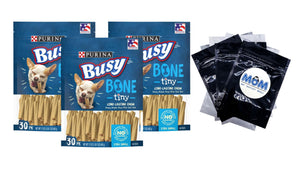 Busy Tiny Real Bacon Long Lasting Chew for Dogs, 3 pack, 17 oz per pack, plus 3 My Outlet Mall Resealable Storage Pouches