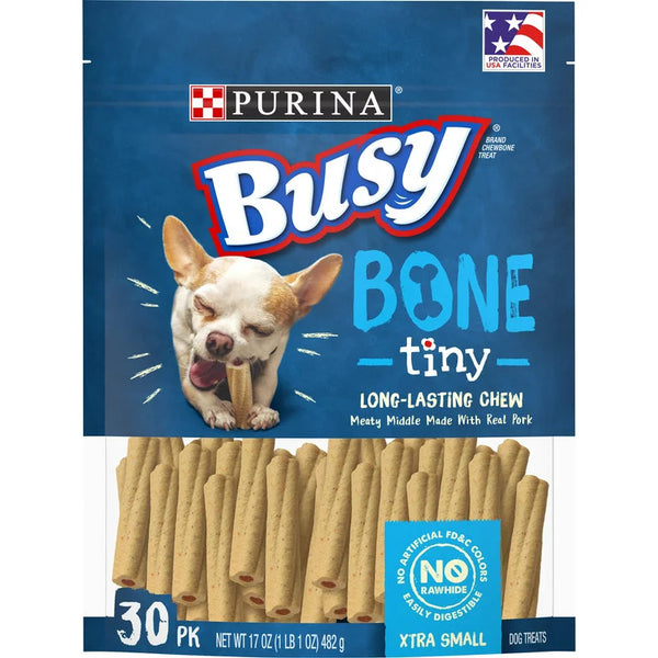 Busy Tiny Real Bacon Long Lasting Chew for Dogs, 3 pack, 17 oz per pack, plus 3 My Outlet Mall Resealable Storage Pouches