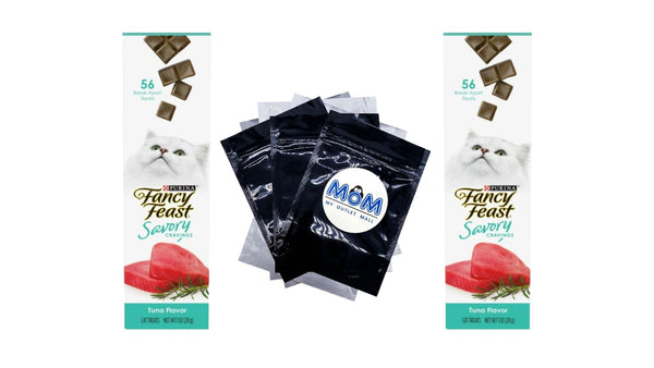 Fancy Feast Savory Cravings Natural Cat Treats Tuna Flavor, 2 pack, 1 oz per pack, plus 3 My Outlet Mall Resealable Storage Pouches
