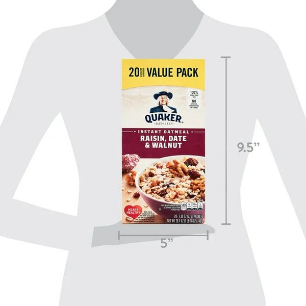 Instant Oatmeal Raisin Date & Walnut, 3 pack, 26.1 oz, plus 3 My Outlet Mall Resealable Storage Pouches