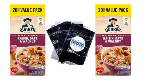 Instant Oatmeal Raisin Date & Walnut, 2 pack, 26.1 oz, plus 3 My Outlet Mall Resealable Storage Pouches