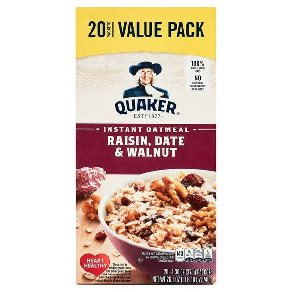 Instant Oatmeal Raisin Date & Walnut, 3 pack, 26.1 oz, plus 3 My Outlet Mall Resealable Storage Pouches