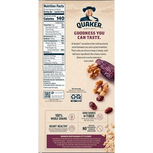 Instant Oatmeal Raisin Date & Walnut, 3 pack, 26.1 oz, plus 3 My Outlet Mall Resealable Storage Pouches