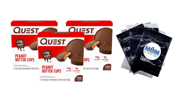 Peanut Butter Cups, Low Carb, Gluten Free, Keto Friendly, 3 pack, 4 Count per pack, plus 3 My Outlet Mall Resealable Storage Pouches