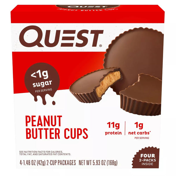 Peanut Butter Cups, Low Carb, Gluten Free, Keto Friendly, 2 pack, 4 Count per pack, plus 3 My Outlet Mall Resealable Storage Pouches