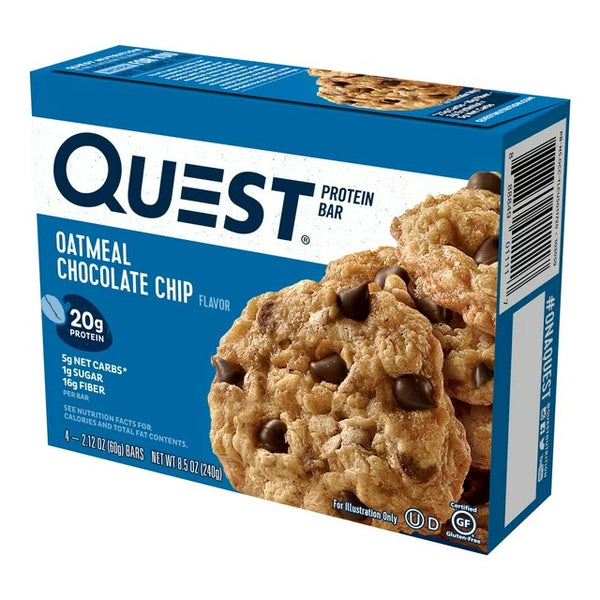 Protein Bars High Protein Low Carb  Oatmeal Chocolate Chip, 2 pack, 8.5 oz 4 count, plus 3 My Outlet Mall Resealable Storage Pouches