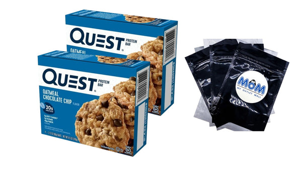 Protein Bars High Protein Low Carb  Oatmeal Chocolate Chip, 2 pack, 8.5 oz 4 count, plus 3 My Outlet Mall Resealable Storage Pouches