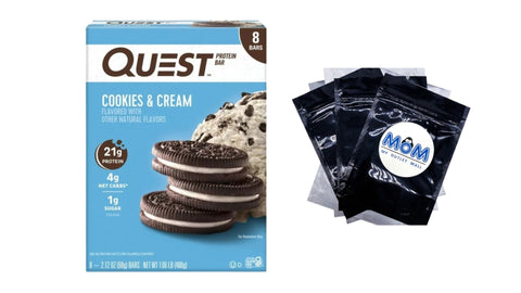 Protein Bar High Protein Low Carb Cookies & Cream - 1 pack - 8 count per pack - plus 3 My Outlet Mall Resealable Storage Pouches