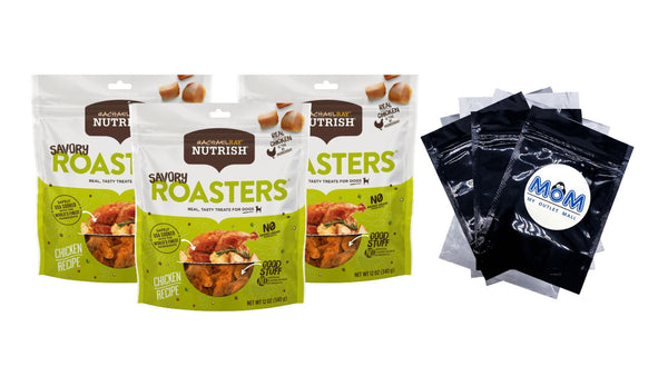 Savory Roasters Dog Treats, Chicken Recipe, 3 pack, 12 oz per pack, plus 3 My Outlet Mall Resealable Storage Pouches