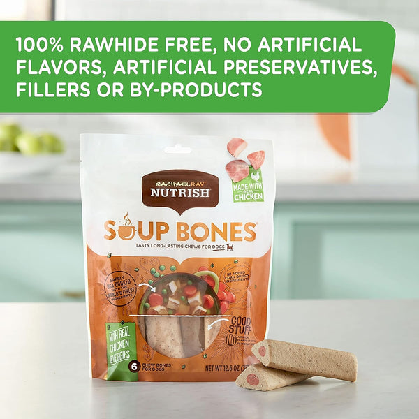 Soup Bones Dog Treats, Real Chicken & Veggies Flavor, 2 pack, 12.6 oz (6 Bones) per pack, plus 3 My Outlet Mall Resealable Storage Pouches