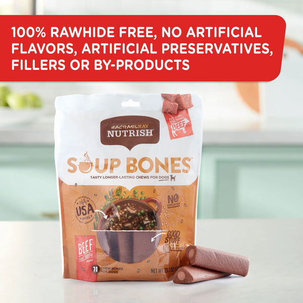 Soup Bones Dog Treats, Real Beef & Barley Flavor, 1 pack, 12.6 oz ( 6 Bones) plus 3 My Outlet Mall Resealable Storage Pouches