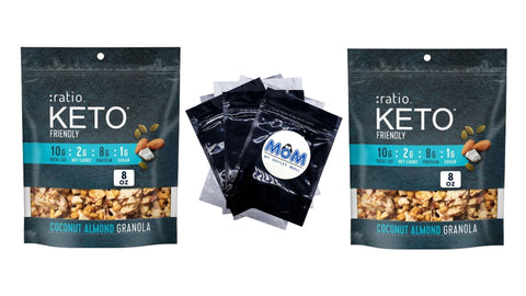 Coconut Almond Granola Cereal Keto Friendly, 2 pack, 8 oz per pack, plus 3 My Outlet Mall Resealable Storage Pouches