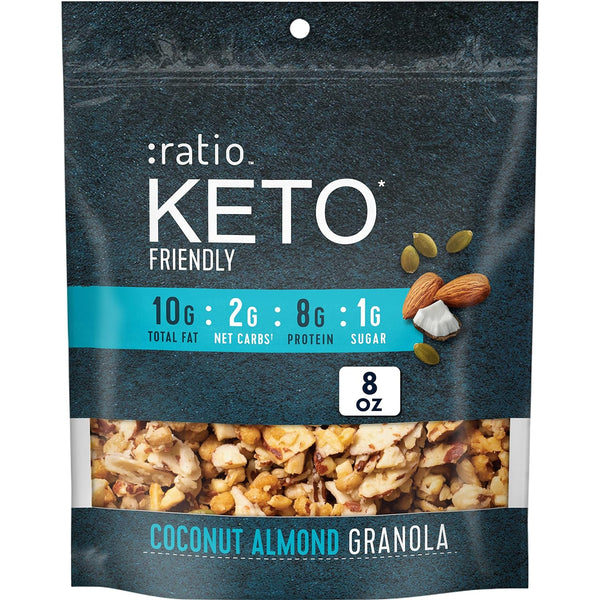 Coconut Almond Granola Cereal Keto Friendly, 2 pack, 8 oz per pack, plus 3 My Outlet Mall Resealable Storage Pouches