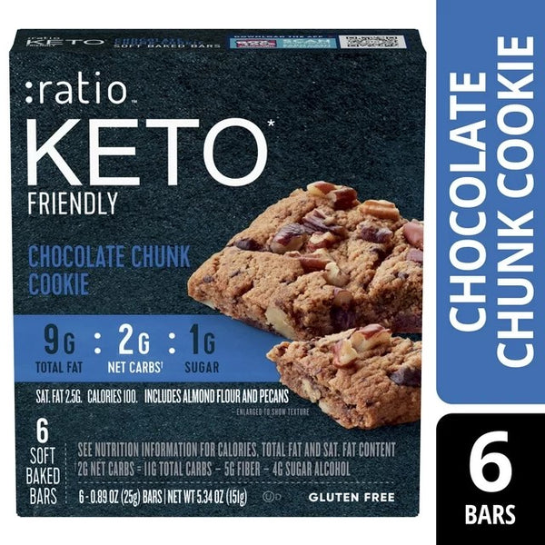 Soft Baked Bars Chocolate Chunk Cookie 1g Sugar Keto Friendly, 1 Pack, 5.34 oz 6 count per pack, plus 3 My Outlet Mall Resealable Storage Pouches