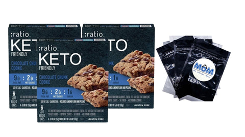 Soft Baked Bars Chocolate Chunk Cookie 1g Sugar Keto Friendly, 3 Packs, 5.34 oz 6 count per pack, plus 3 My Outlet Mall Resealable Storage Pouches