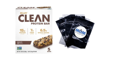 Clean Protein Bar Chocolate Chip, 1 pack, 9.90 oz 5 count, plus 3 My Outlet Mall Resealable Storage Pouches