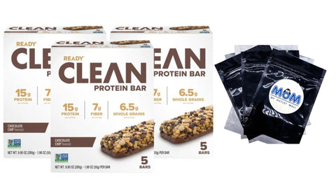 Clean Protein Bar Chocolate Chip, 3 pack, 9.90 oz 5 count, plus 3 My Outlet Mall Resealable Storage Pouches